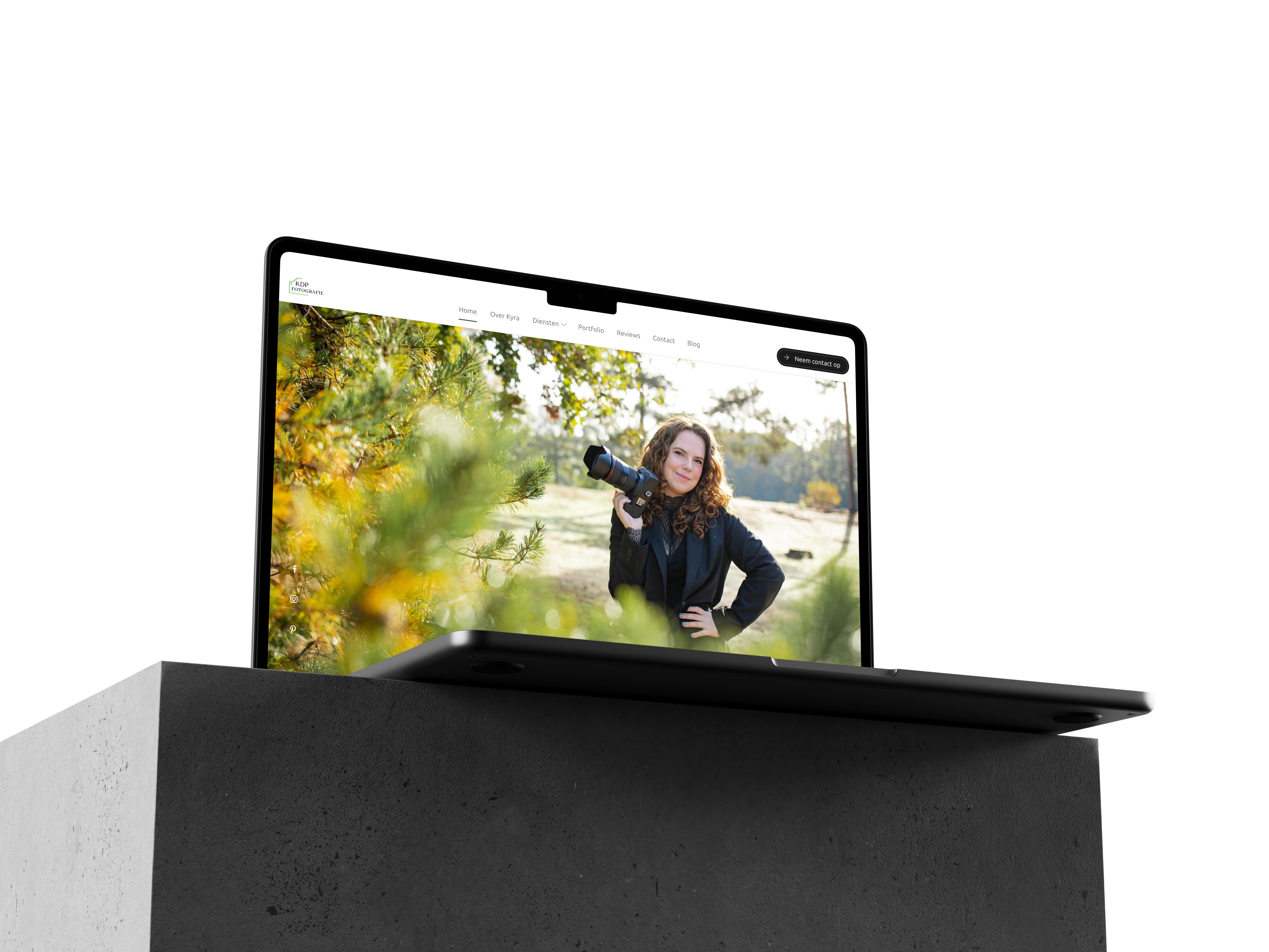Website van Kyra's Focus op een laptop
