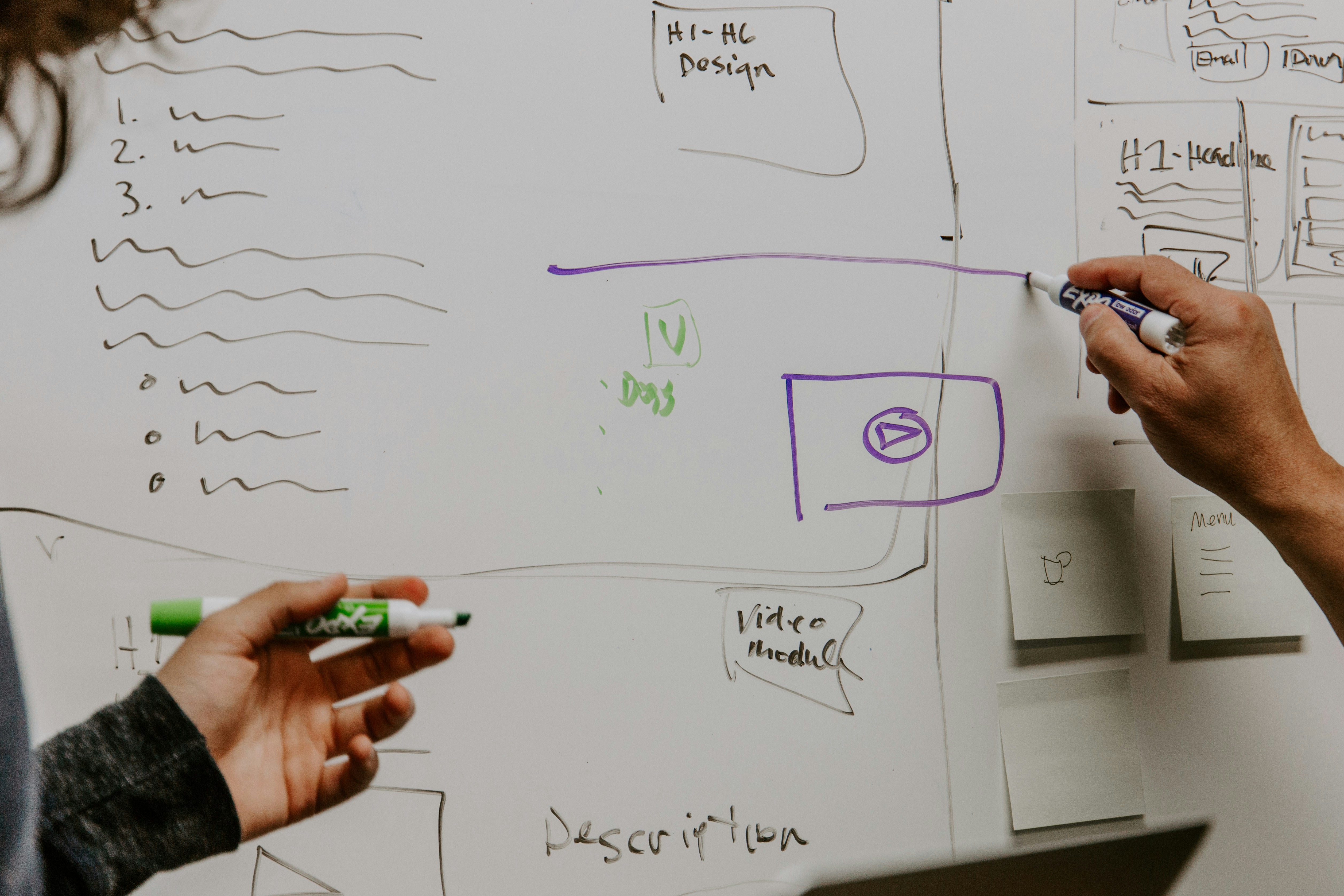Schets op een whiteboard