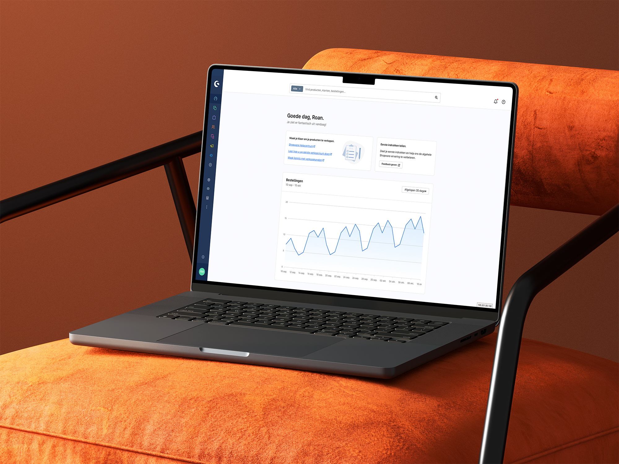 Dashboard op een laptop